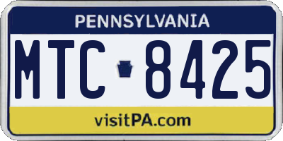 PA license plate MTC8425