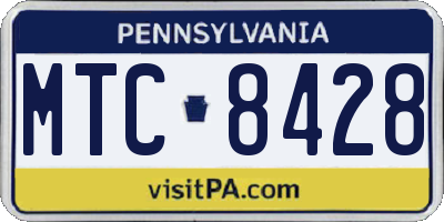 PA license plate MTC8428