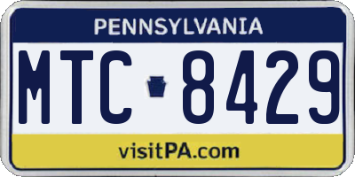 PA license plate MTC8429