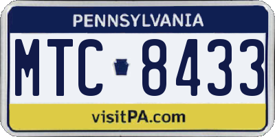 PA license plate MTC8433