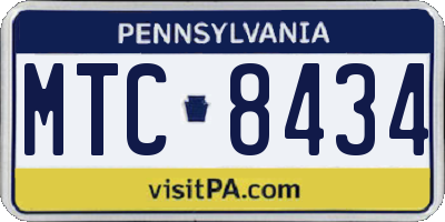 PA license plate MTC8434