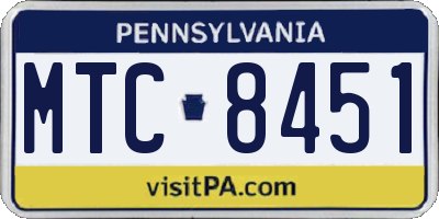 PA license plate MTC8451