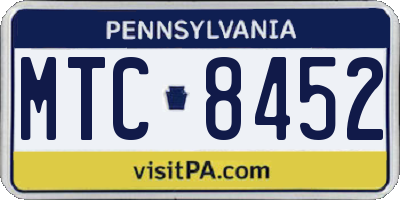 PA license plate MTC8452