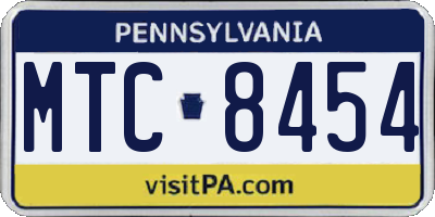 PA license plate MTC8454