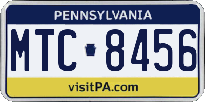 PA license plate MTC8456