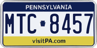 PA license plate MTC8457