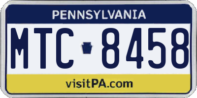 PA license plate MTC8458