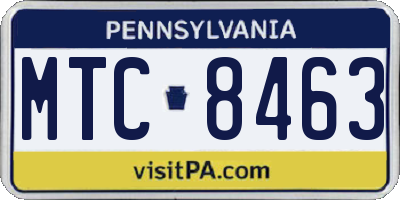 PA license plate MTC8463