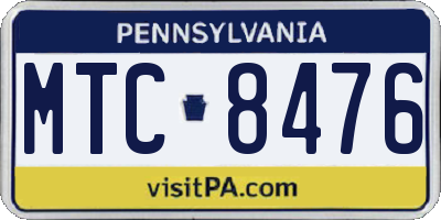PA license plate MTC8476