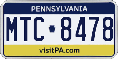 PA license plate MTC8478