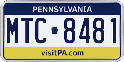 PA license plate MTC8481