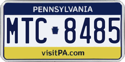 PA license plate MTC8485