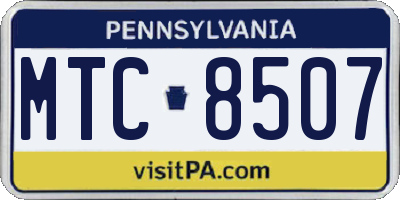 PA license plate MTC8507