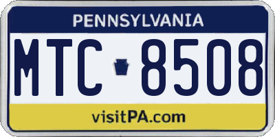 PA license plate MTC8508