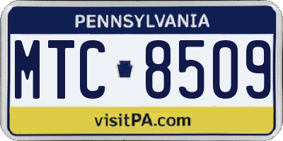 PA license plate MTC8509
