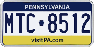 PA license plate MTC8512