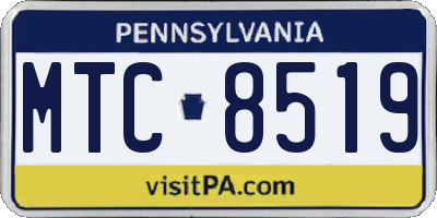 PA license plate MTC8519