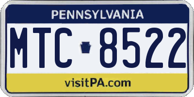 PA license plate MTC8522