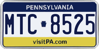 PA license plate MTC8525