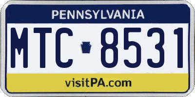 PA license plate MTC8531
