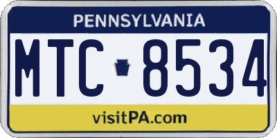 PA license plate MTC8534