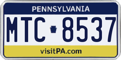 PA license plate MTC8537