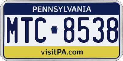 PA license plate MTC8538