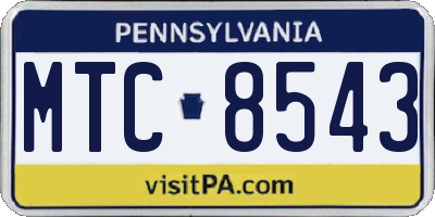 PA license plate MTC8543