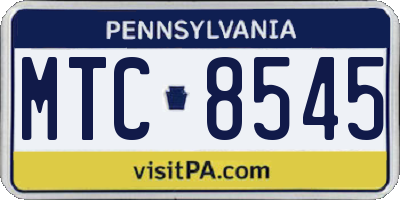 PA license plate MTC8545