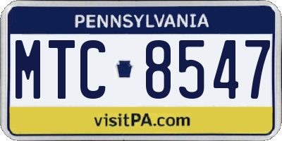 PA license plate MTC8547