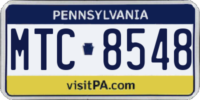 PA license plate MTC8548