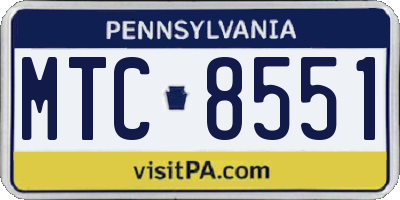 PA license plate MTC8551