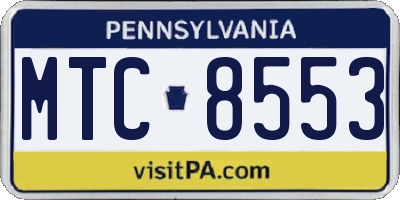 PA license plate MTC8553