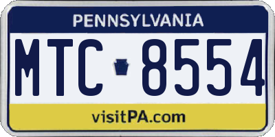 PA license plate MTC8554