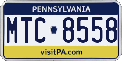 PA license plate MTC8558