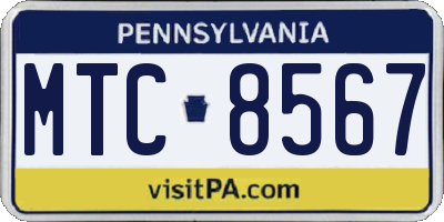 PA license plate MTC8567