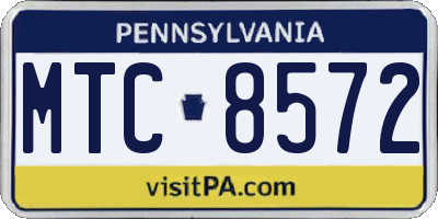 PA license plate MTC8572