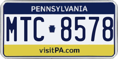 PA license plate MTC8578