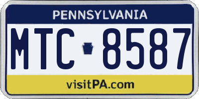 PA license plate MTC8587
