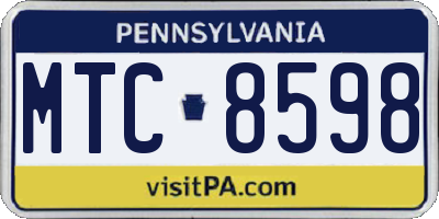PA license plate MTC8598