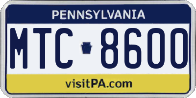 PA license plate MTC8600