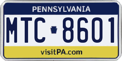 PA license plate MTC8601