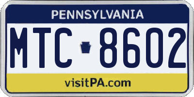 PA license plate MTC8602