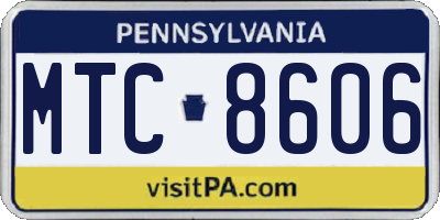 PA license plate MTC8606