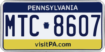 PA license plate MTC8607