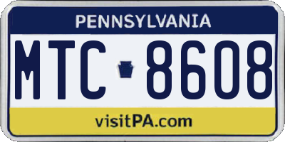 PA license plate MTC8608