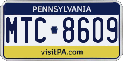 PA license plate MTC8609