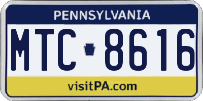 PA license plate MTC8616