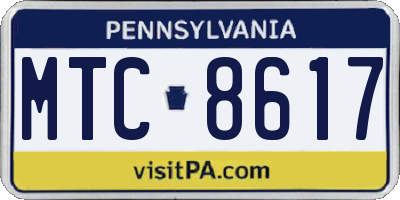 PA license plate MTC8617