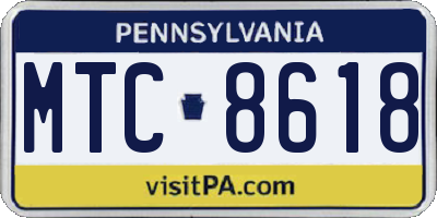 PA license plate MTC8618